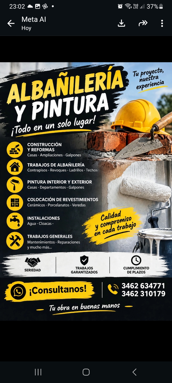 Albañilería y pintura